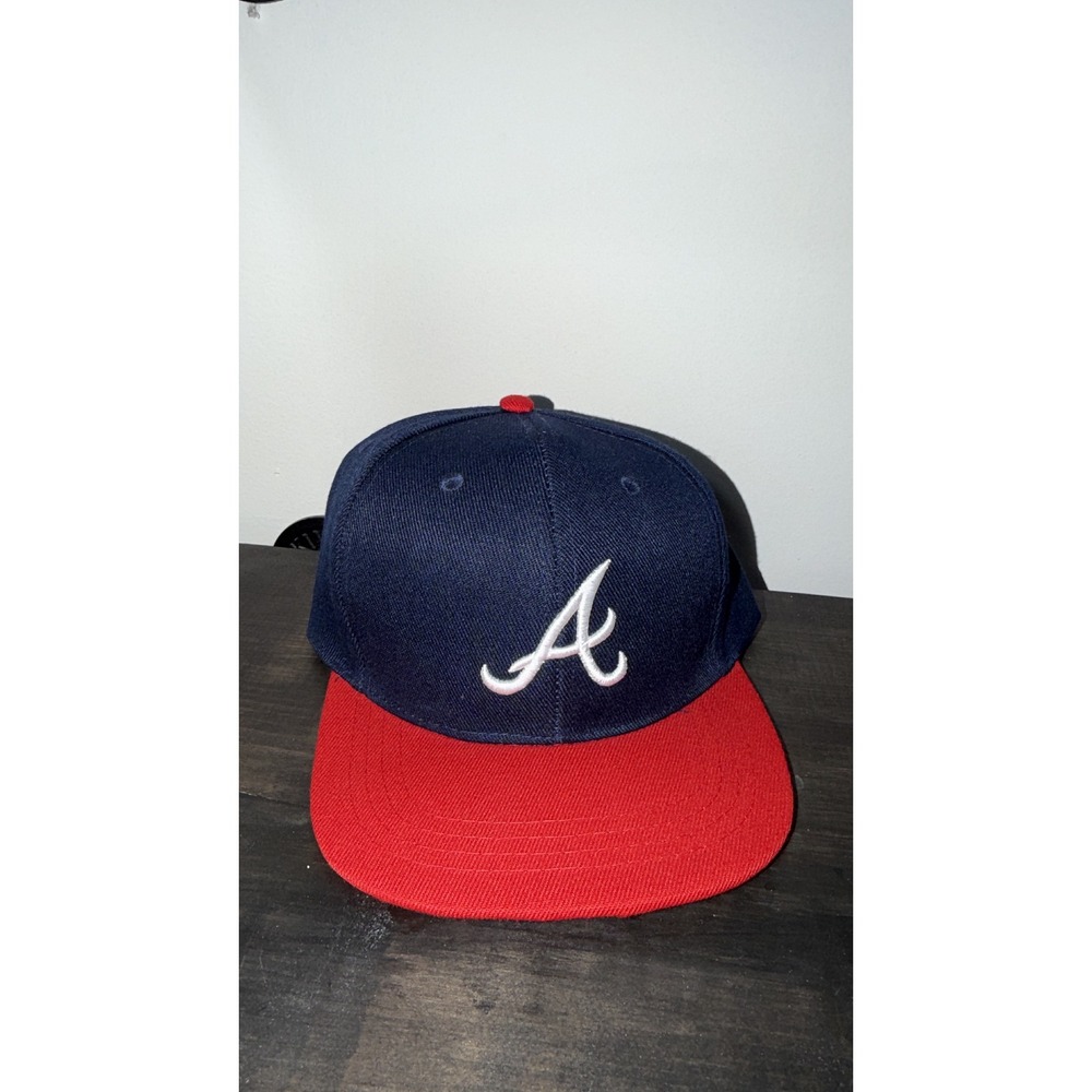 Atlanta Braves Kids Snapback Hat Navy Blue Red Flat Brim Baseball Cap MLB Logo